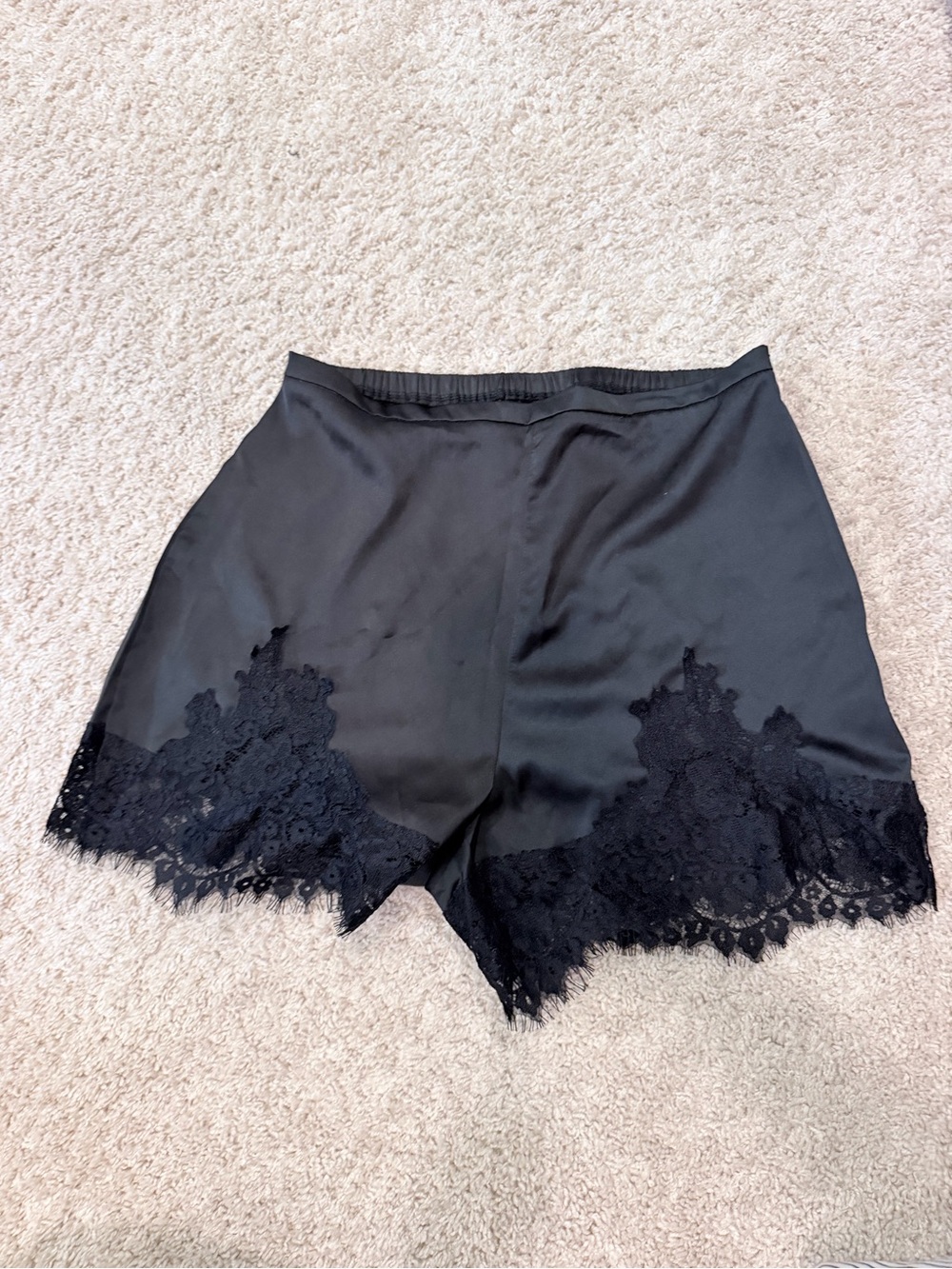 Black satin lace shorts size M